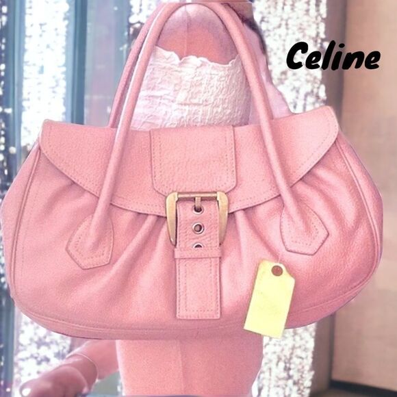 AUTHENTIC CELINE SHOULDER HAND BAG SATCHEL PINK LEATHER - Picture 1 of 12